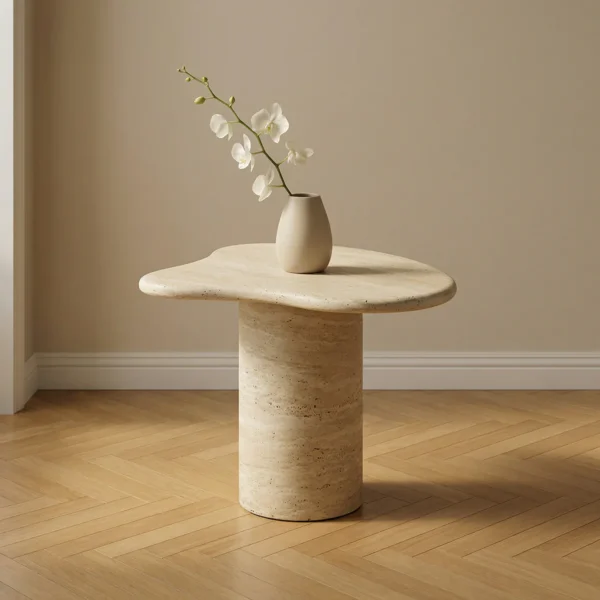 Natural Travertine Side Table